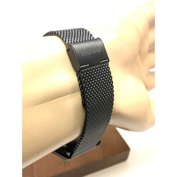 Hugo Boss Men's Watch 1530289 Quartz Black Dial Mesh Stainless Steel 44mm - Picture 9 of 13